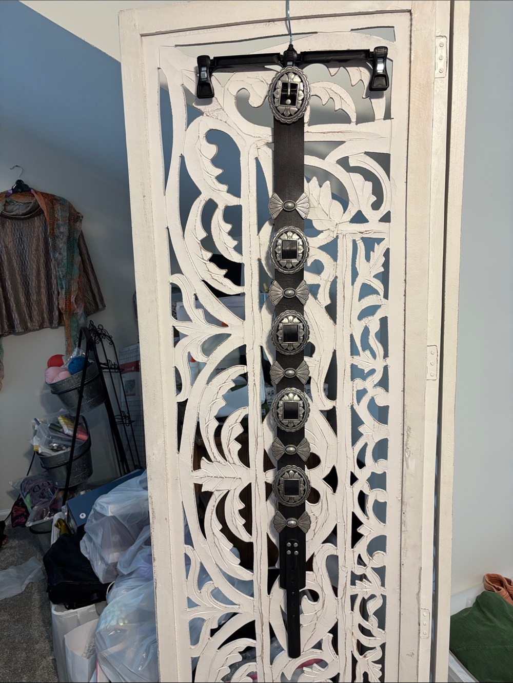 Decorative Black Leather Western Concho Belt